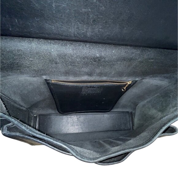 Vintage Coach Black Leather Briefcase With Adjustable Strap & Gold-Tone Hardware - Picture 8 of 14